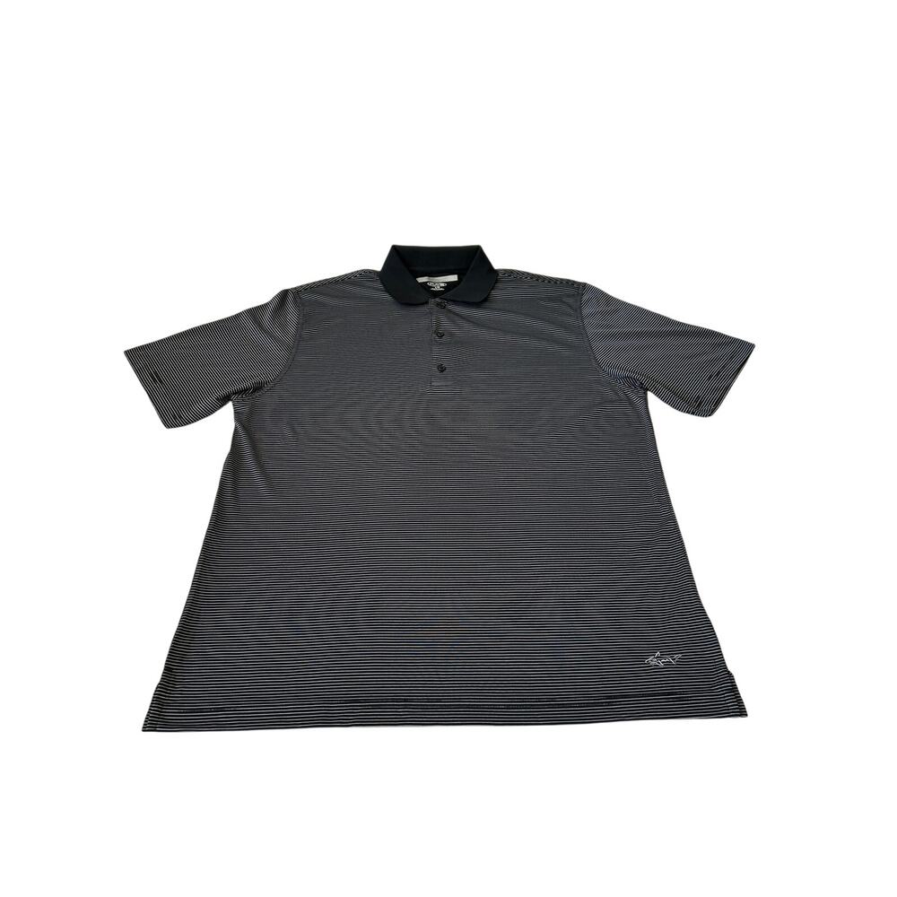 Greg Norman Play Dry Golf Polo Shirt Men's Black Pinstriped Short Sleeve Large